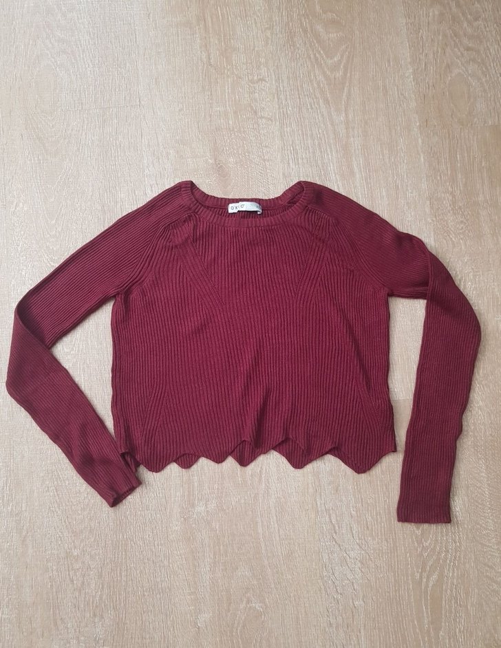 Bordo Uzun Kollu Kadın Triko Kazak - Görsel 3