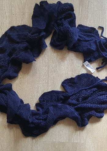 Lacivert Örgü Kadın Şal - Görsel 2