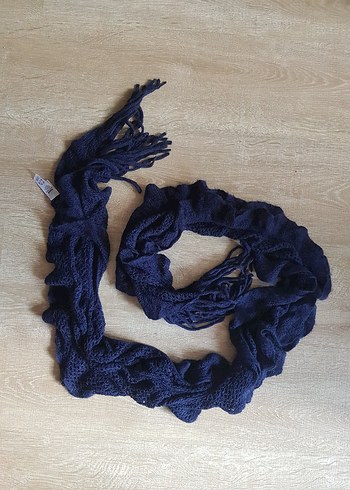 Lacivert Örgü Kadın Şal - Görsel 4