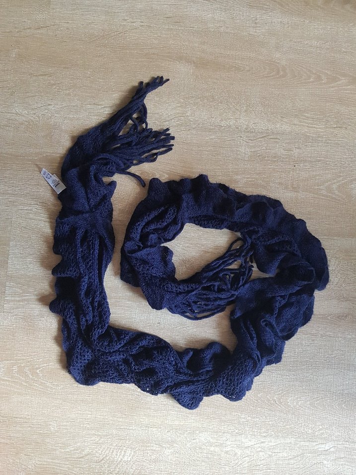Lacivert Örgü Kadın Şal - Görsel 4