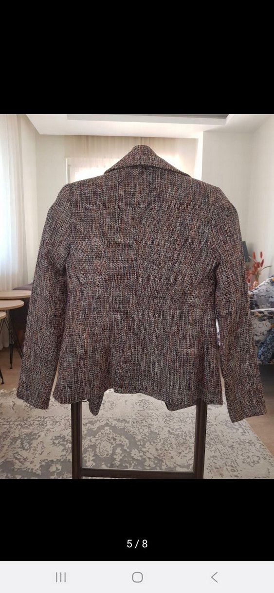 Vatkalı Kadın Kahverengi Midi Ceket - Görsel 5