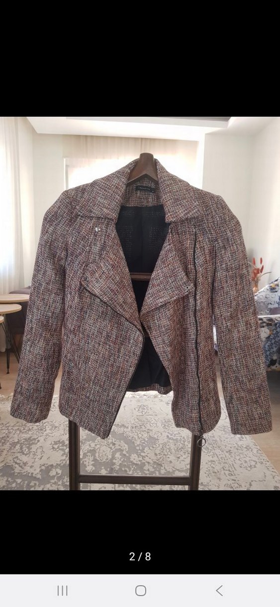 Vatkalı Kadın Kahverengi Midi Ceket - Görsel 2