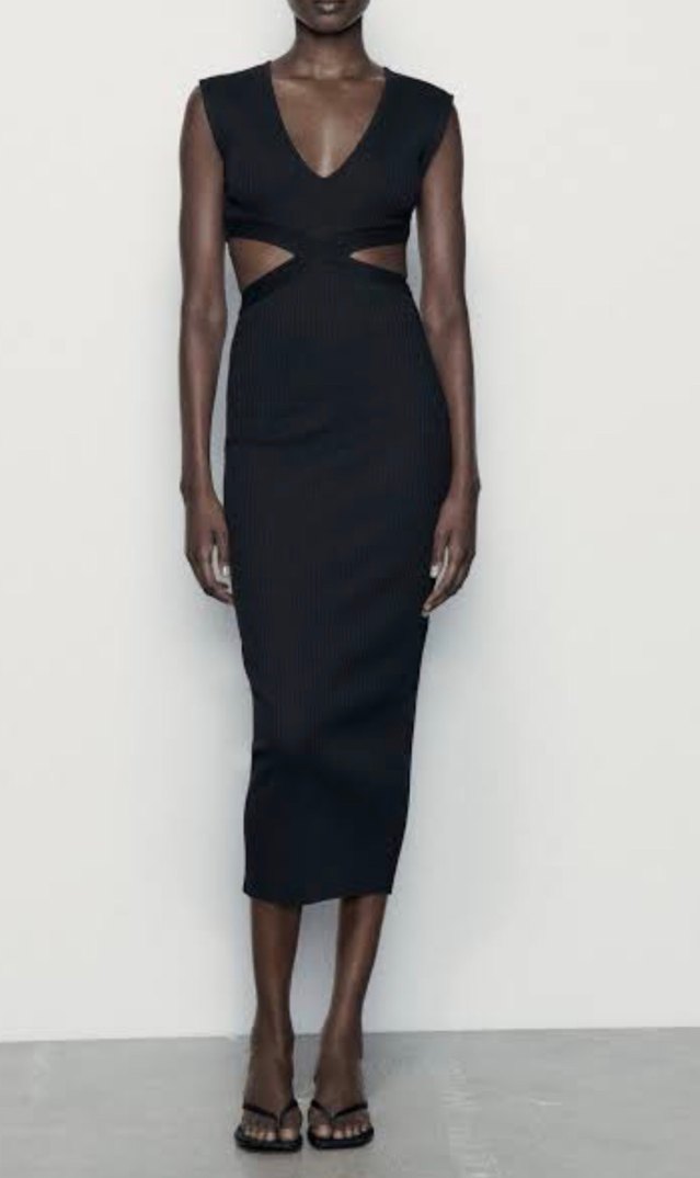 Zara cut-out detaylı fitilli vücuda oturan elbise - Görsel 2