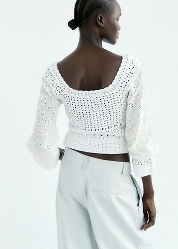 Zara Nakışlı Bohem Örgü bluz - Görsel 2