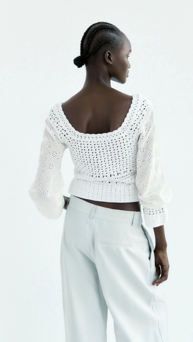 Zara Nakışlı Bohem Örgü bluz - Görsel 2