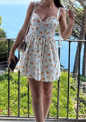 s Beden çeşitli Renk Zara Turuncu desenli poplin elbise