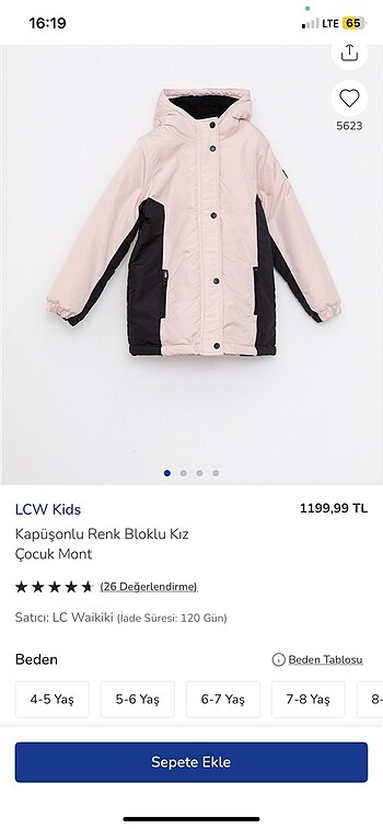 LC Waikiki LCW kız çocuk mont