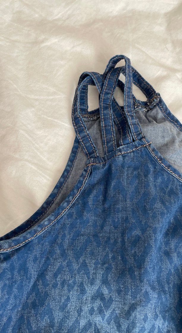 Mavi Batik Desenli Kot Tulum - Görsel 2