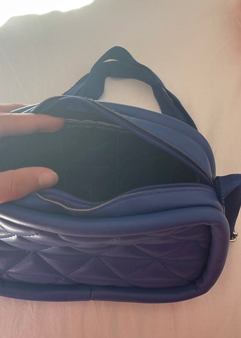 Dikiş Desenli Mavi Kadın Omuz Çantası - Görsel 3