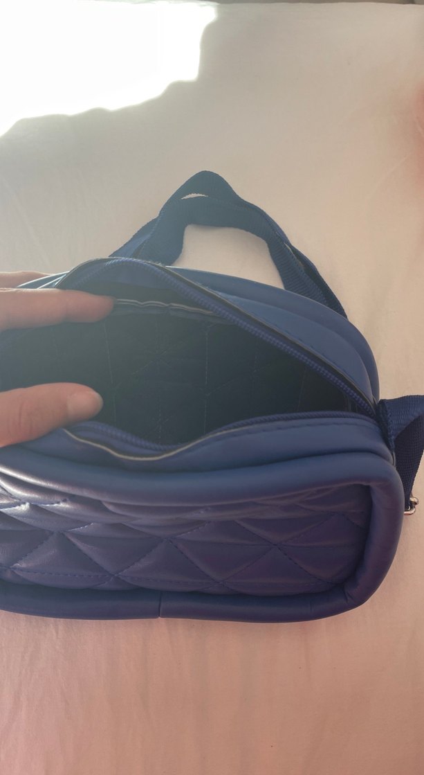 Dikiş Desenli Mavi Kadın Omuz Çantası - Görsel 3