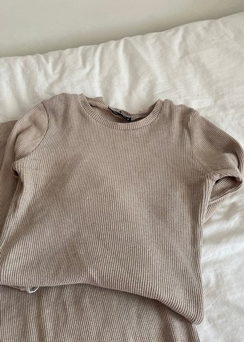 Bej Kısa Kollu Uzun Fitilli Elbise - Görsel 2