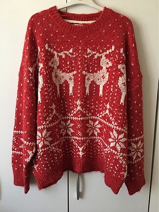 pull&bear yılbaşı temalı oversize kazak