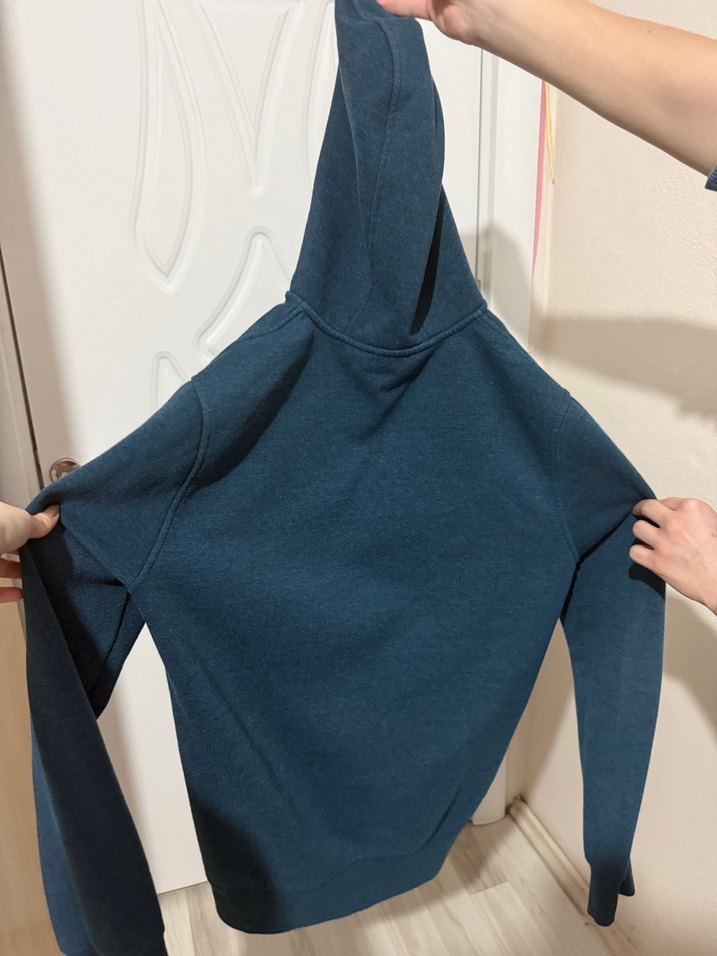 Kapüşonlu Mavi Midi Hamile Sweatshirt - Görsel 2