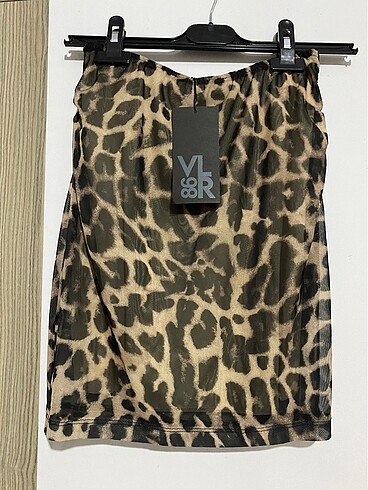 m Beden camel Renk Leopar desenli mini elbise