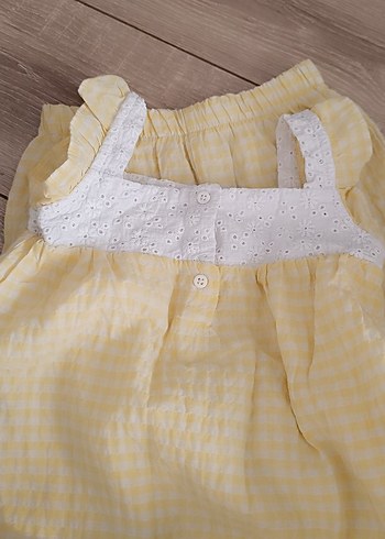 LC Waikiki Sarı Dantelli Kolsuz Bebek Kıyafet Takımı