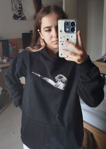 Siyah Nike Baskılı Kadın Sweatshirt