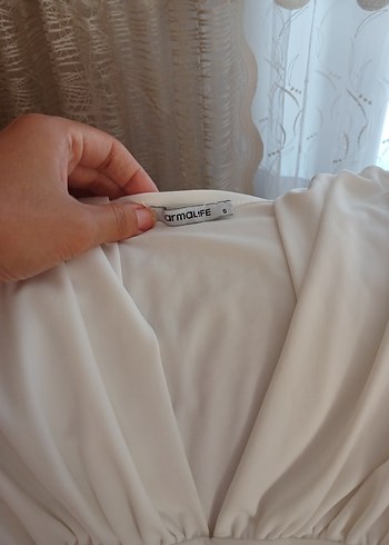 Armalife Beyaz V Yaka Drapeli Kadın Tulum