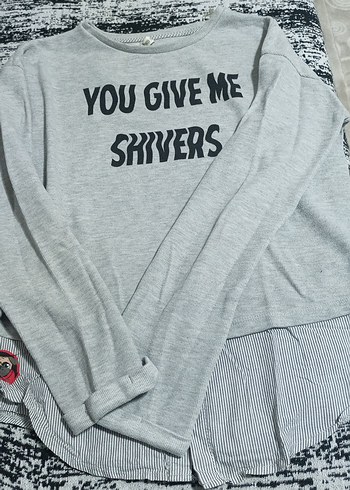 Gri Kadın Sweatshirt Uzun Kollu Rahat Kesim - Görsel 4