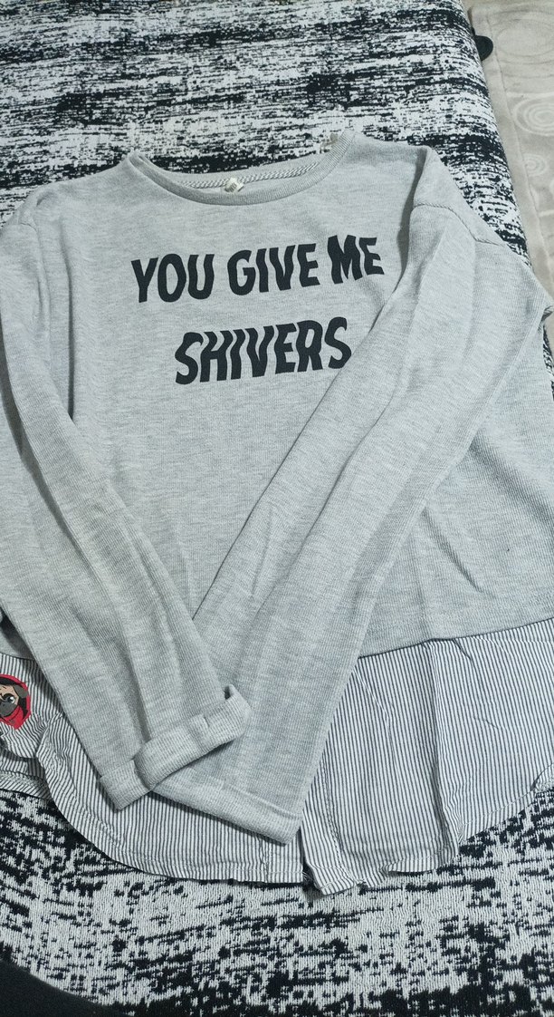 Gri Kadın Sweatshirt Uzun Kollu Rahat Kesim - Görsel 4