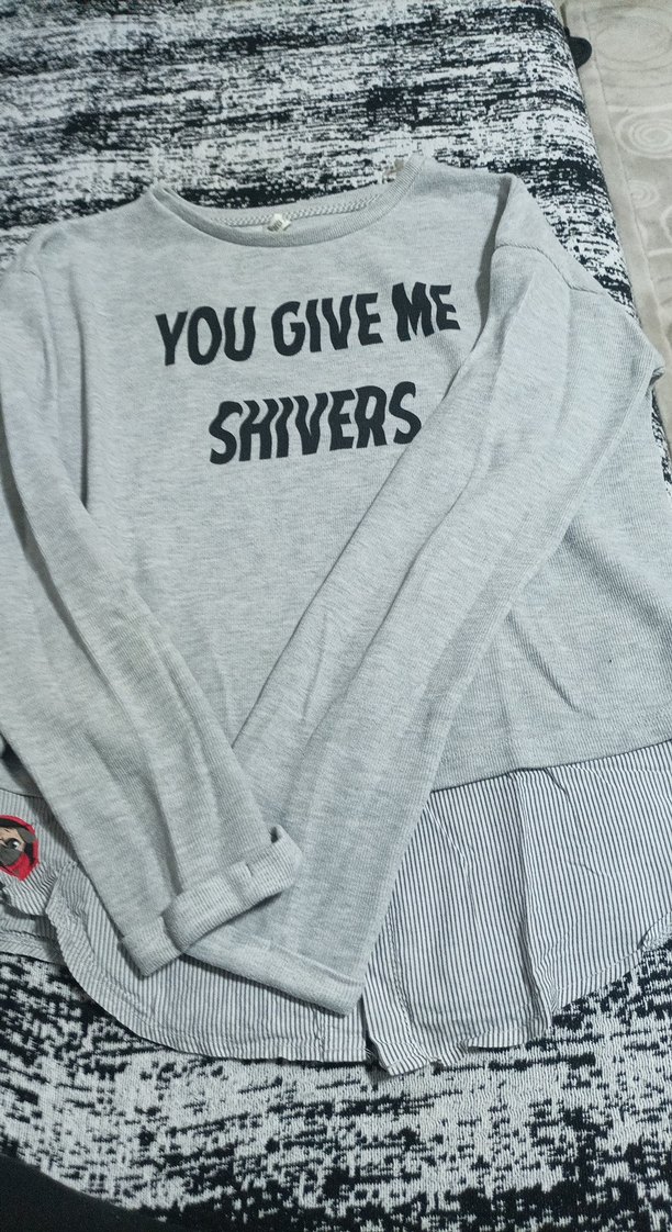 Gri Kadın Sweatshirt Uzun Kollu Rahat Kesim - Görsel 3