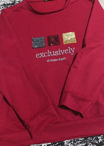 Payet Detaylı Bordo Kadın Sweatshirt - Görsel 2