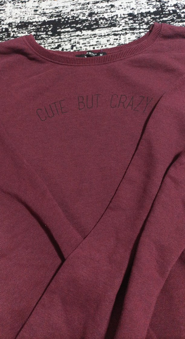 Bordo Kadın Süet Düğmeli Sweatshirt - Görsel 4