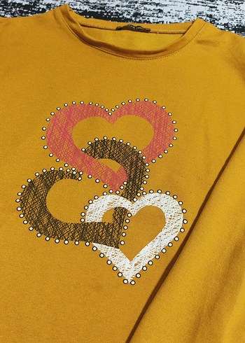 Sarı Pul Detaylı Kadın Sweatshirt - Görsel 3