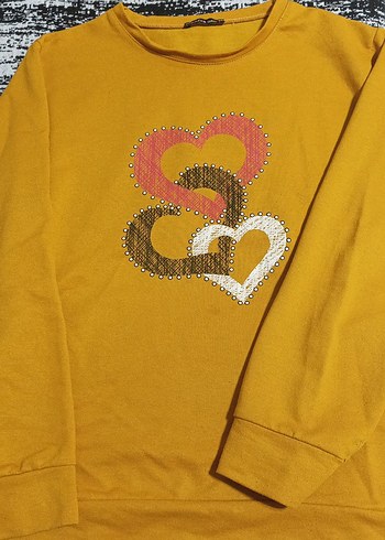 Sarı Pul Detaylı Kadın Sweatshirt - Görsel 2