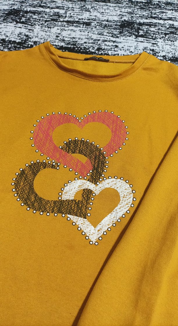 Sarı Pul Detaylı Kadın Sweatshirt - Görsel 3