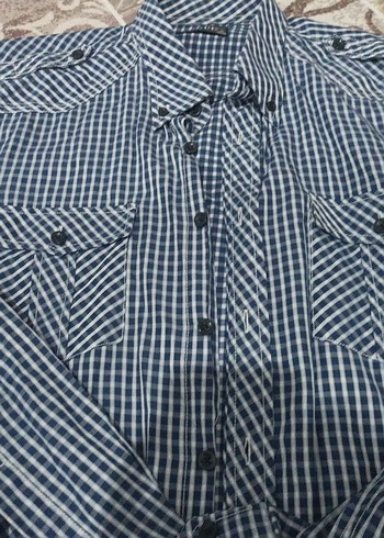 Düğmeli Erkek Gömlek, Uzun Kollu, Lacivert - Görsel 3