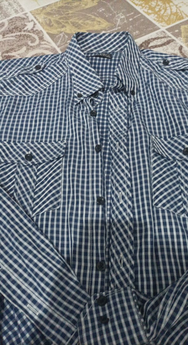 Düğmeli Erkek Gömlek, Uzun Kollu, Lacivert - Görsel 3