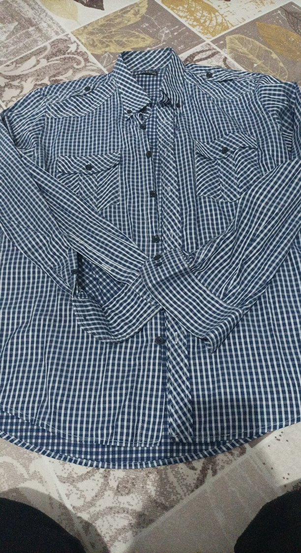 Düğmeli Erkek Gömlek, Uzun Kollu, Lacivert - Görsel 2