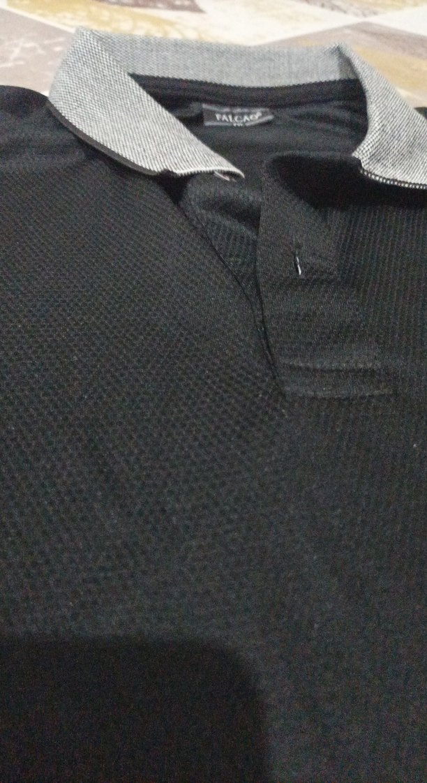 FALCAO Siyah Gri Polo Yaka Erkek Tişört - Görsel 5