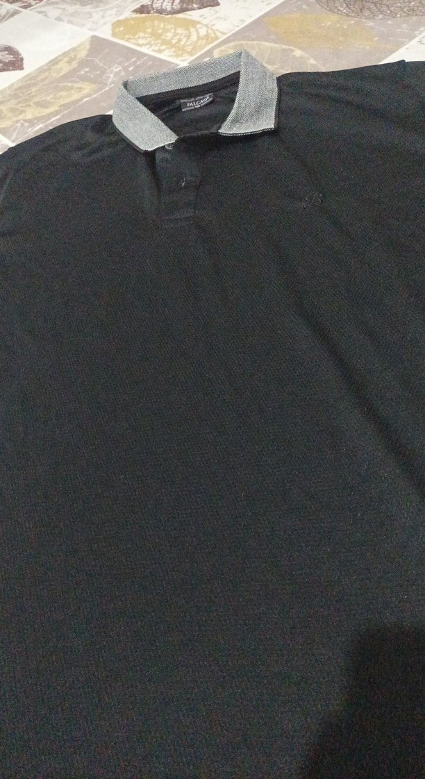 FALCAO Siyah Gri Polo Yaka Erkek Tişört - Görsel 4