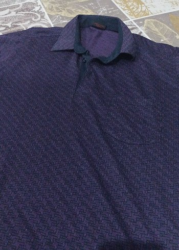 Mor Uzun Kollu Polo Tişört - Görsel 4