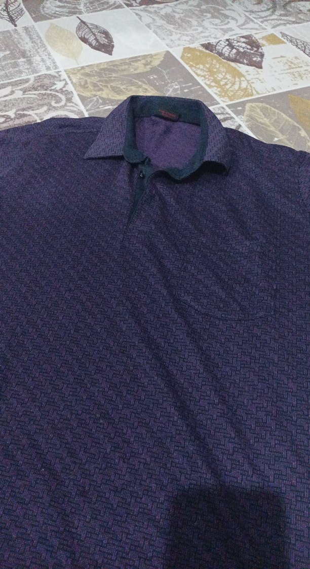 Mor Uzun Kollu Polo Tişört - Görsel 3