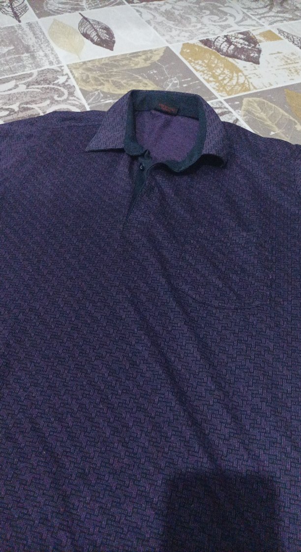 Mor Uzun Kollu Polo Tişört - Görsel 4