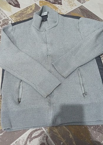 Gri Erkek Örgü Fermuarlı Triko - Görsel 2