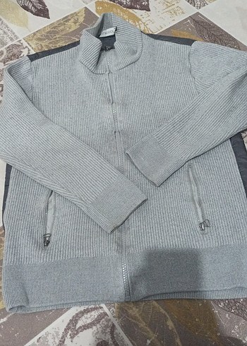 Gri Erkek Örgü Fermuarlı Triko - Görsel 3