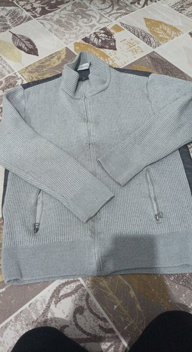 Gri Erkek Örgü Fermuarlı Triko - Görsel 3