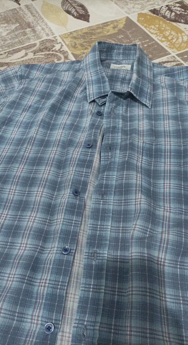 Mavi Pamuklu Erkek Kısa Kollu Gömlek - Görsel 3