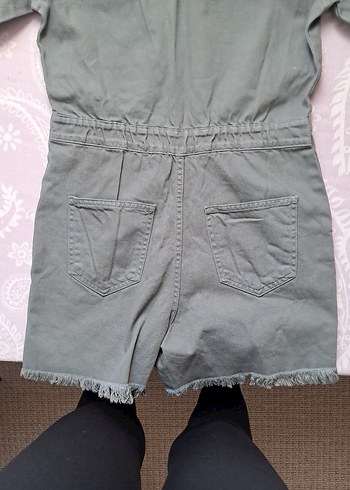 yeşil gabardin Kadın Kısa Tulum - Görsel 5