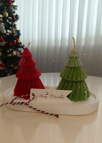 Renkli Yılbaşı Ağacı Şekilli Mumlar - Görsel 4