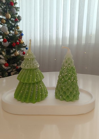 Renkli Yılbaşı Ağacı Şekilli Mumlar - Görsel 2