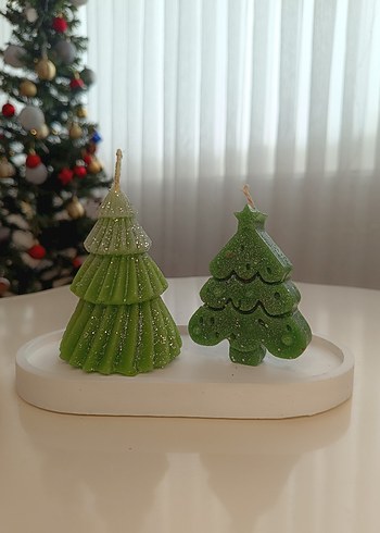 Renkli Yılbaşı Ağacı Şekilli Mumlar - Görsel 3