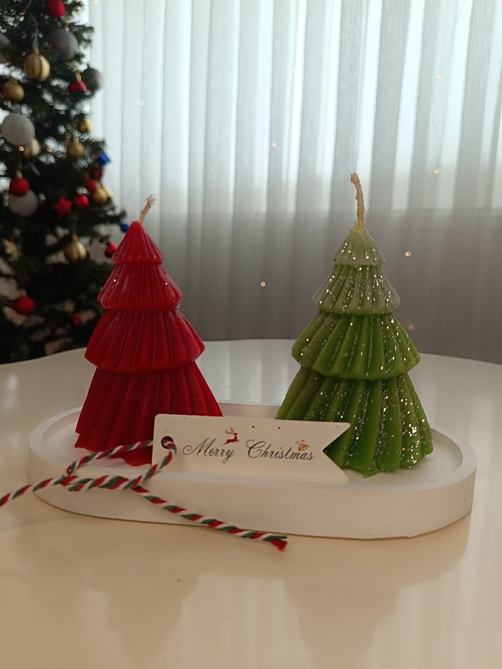 Renkli Yılbaşı Ağacı Şekilli Mumlar - Görsel 4