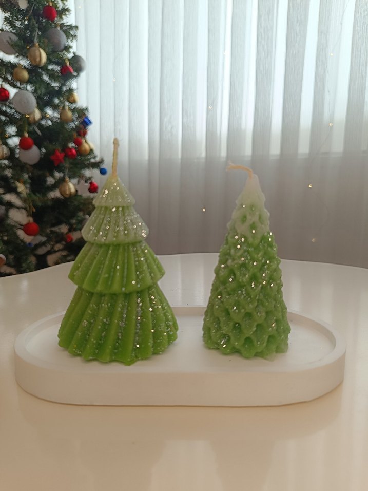 Renkli Yılbaşı Ağacı Şekilli Mumlar - Görsel 2