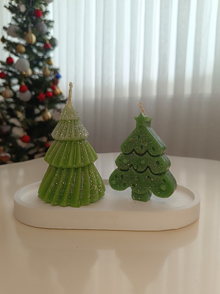 Renkli Yılbaşı Ağacı Şekilli Mumlar - Görsel 3