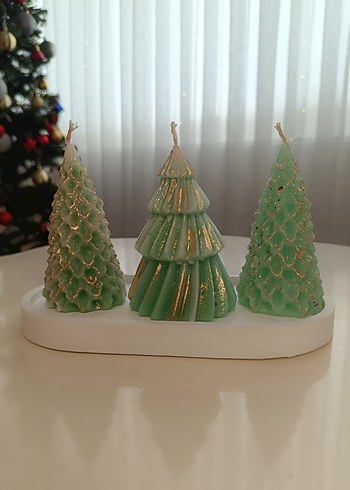 Renkli Çam Ağacı Şekilli Mum Seti - Görsel 2