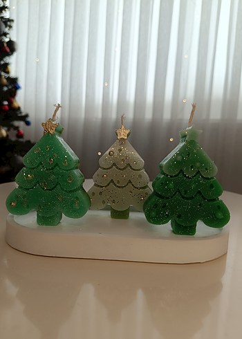 Renkli Çam Ağacı Şekilli Mum Seti - Görsel 3